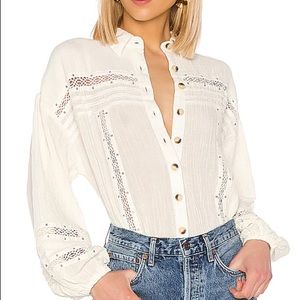 Free People Long Sleeve Boho Button Down Top NWOT